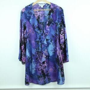Vintage Fairy Grunge Top Ruffle Y2K Boho Watercolor Whimsigoth‎ Artsy Quirky L